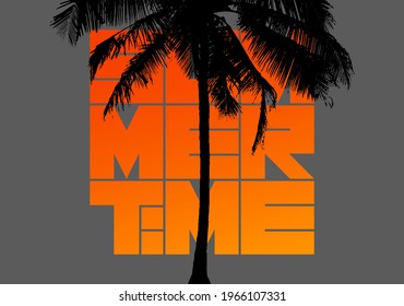 Diseño de afiches vintage tipográficos de verano con silueta de palmera. Ilustración vectorial.