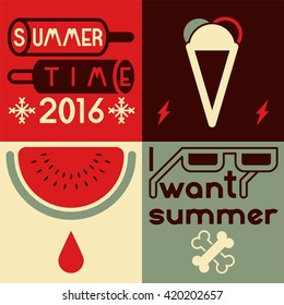 Summer time typographical poster. Vector illustration.