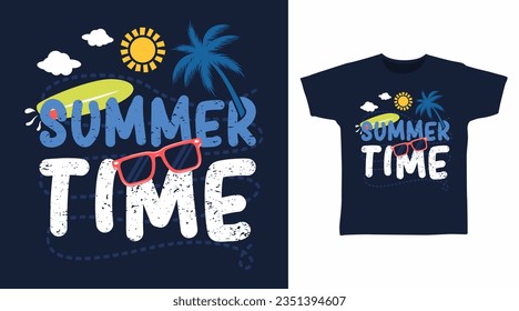 Summer time typography cartoon tshirt arts design