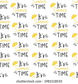 Es el diseño tipográfico de verano con un patrón sin fisuras de vector naranja en estilo doodle para la impresión de moda de verano, papel de envoltura de regalo, papel tapiz, etc.