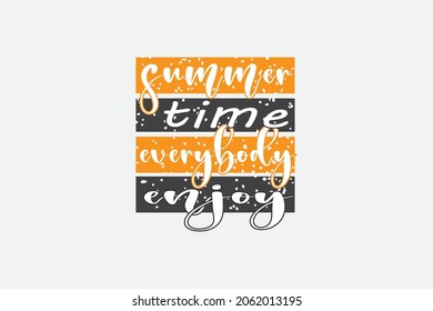 Summer Time. Typography lettering with black and golden letters isolated on white background. Modern vector design, motivational quote