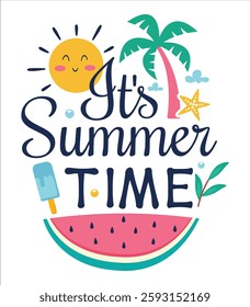 It's summer time typography t-shirt design
