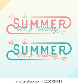 Summer time typography vector illustration