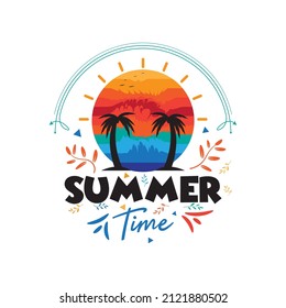 Summer Time Typography Vector illustration 