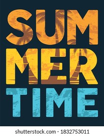 Summer time typography vector splash color illustration