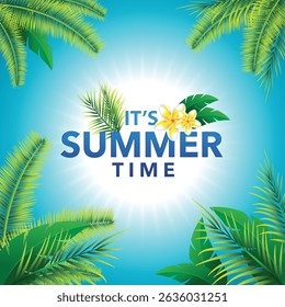Zomertijd vakantie banner met palmbomen abstracte achtergronden, kan worden gebruikt voor behang, patroon, web, blog, oppervlak, texturen, grafische en afdrukken.