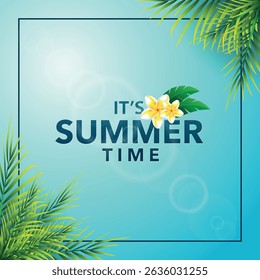 Summer time vacation banner with palm trees abstract backgrounds, can be used for wallpaper, pattern, web, blog, surface, textures, graphic and printing.