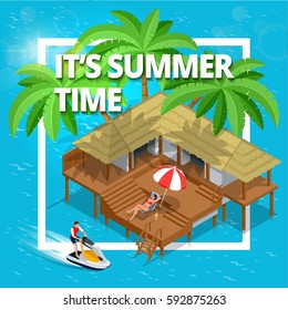 Its Summer Time or Summer vacation concept. Vector background.