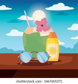 summer time vacation flat design