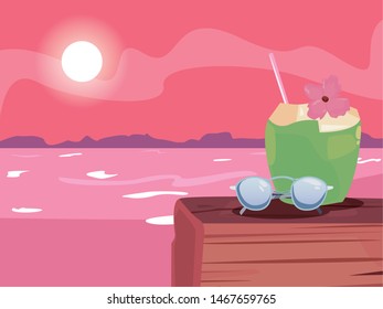 summer time vacation flat design