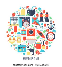 Summer Time Vacation Flat Infographics Icons Stock Vector (Royalty Free ...