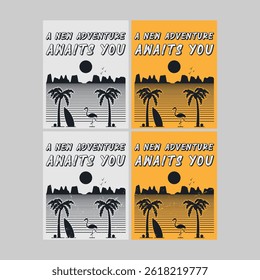 Horário de verão, design de cartaz de férias de verão. Editável, redimensionável, ilustração vetorial.
