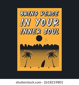 Summer time, summer vacation poster design. Editable, resizable, vector illustration.
