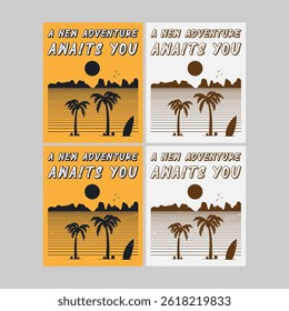 Summer time, summer vacation poster design. Editable, resizable, vector illustration.
