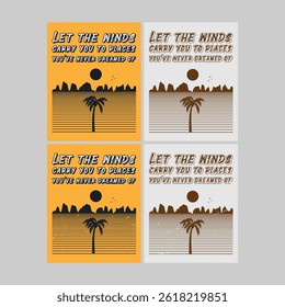 Summer time, summer vacation poster design. Editable, resizable, vector illustration.
