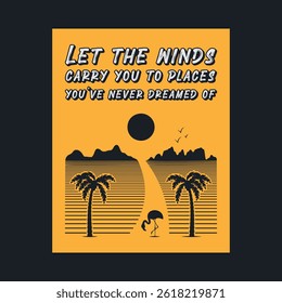 Summer time, summer vacation poster design. Editable, resizable, vector illustration.
