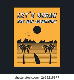 Summer time, summer vacation poster design. Editable, resizable, vector illustration.
