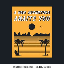 Summer time, summer vacation poster design. Editable, resizable, vector illustration.

