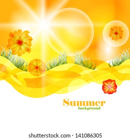 Summer Time Vector Background Template. Beautiful Nature Design Backdrop.