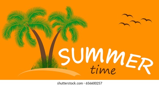 Summer Time Vector Background. Two Palm Trees