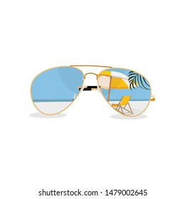 Summer time vector banner, background design with sunglasses. Hello summer. Vacation and travel concept.