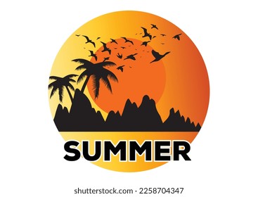 Summer time vector banner design with white circle. summer stock photos, vectors, and illustrations are available royalty free. Summer T shirt Design, Summer vibes poster for t shirt print Palm tree.