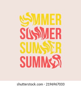 Cartel vectorial de verano o afiche en fondo rosado. Ilustración vectorial. 