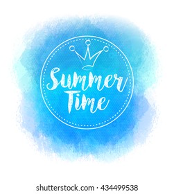 Summer time. Vector bright blue stain for summer design. Pseudo watercolor. Eps10
