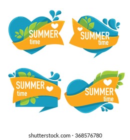 summer time, vector collection of sea water stickers, tags and emblems