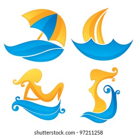 summer time, vector collection of vacation symbols