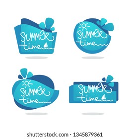 summer time, vector collection of water stickers banners and bubbles for your text