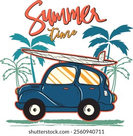 summer time vector design for children clothing print