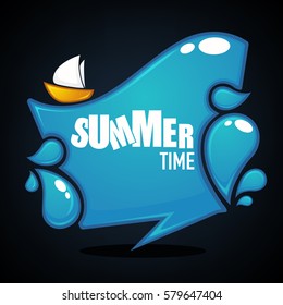 summer time, vector glossy and shine cartoon banner template design