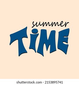 Summer time. Vector hand lettering. letters of Skydiver color on the Gossamer pink  background. Trendy black calligraphy. Design for summer decorating banner brochure calendar.
