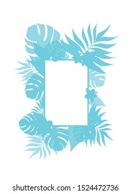 Summer time vector illustration background with turquoise leafs and flowers.