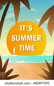 It's Summer Time vector illustration. Vector hand lettering typography poster summer.