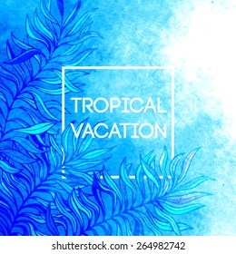 Summer time. Vector illustration of tropical palm leaves EPS 10