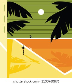 Summer time vector illustration, Vacation, sun day, pool 