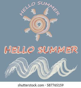 Summer time - vector illustration in watercolor graphic style for t-shirt and other print production
