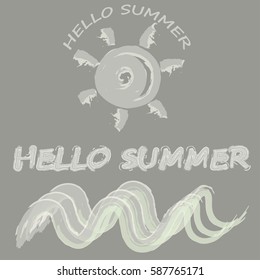 Summer time - vector illustration in watercolor graphic style for t-shirt and other print production