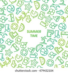 Summer time vector illustrations with icons