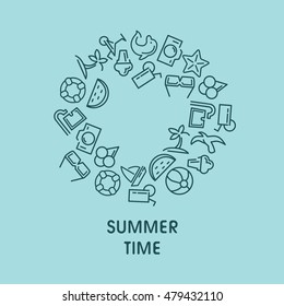 Summer time vector illustrations with icons