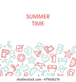 Summer time vector illustrations with icons