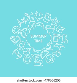 Summer time vector illustrations with icons