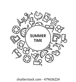 Summer time vector illustrations with icons