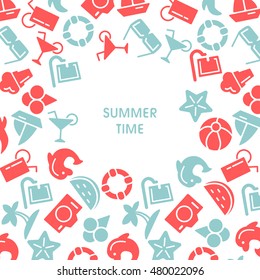 Summer time vector illustrations with icons