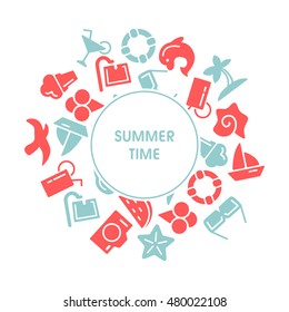 Summer time vector illustrations with icons