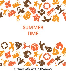 Summer time vector illustrations with icons