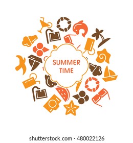 Summer time vector illustrations with icons