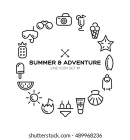 Summer time vector illustrations with icons
